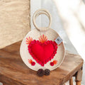 Palm Bag with Red Fabric Heart/Bolso de palma con corazon en tela roja