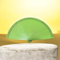 Lime green wooden fan, Abanico en madera colorVerde Limon (9in)