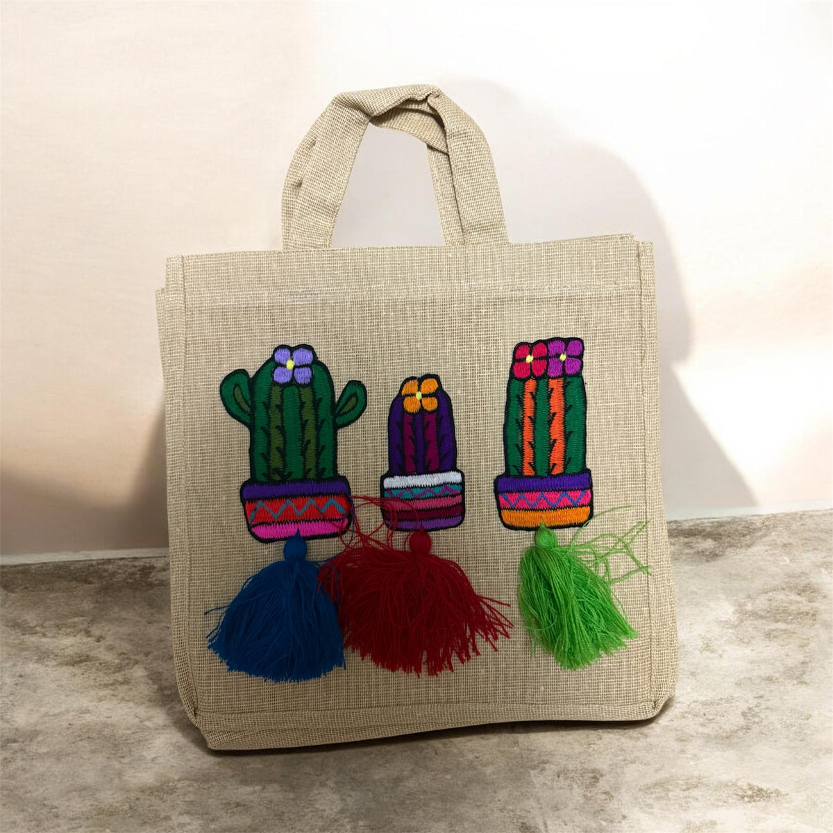 Jute Tote Handbag / Bolsa cuadrada en yute Cactus