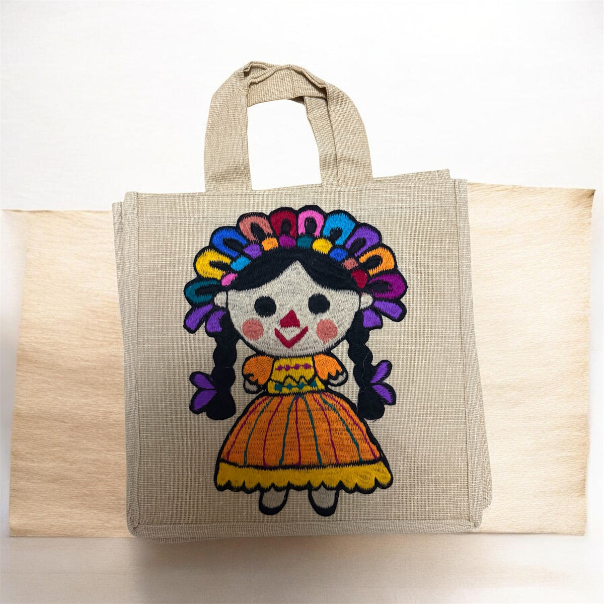 Jute Tote Handbag / Bolsa cuadrada en yute Lele naranja