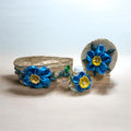 Tortilla holder, Napkin holder, and Salt shaker set / Tortillero, Servilletero y Salero Azul