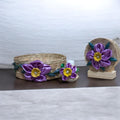 Tortilla holder, Napkin holder, and Salt shaker set / Tortillero, Servilletero y Salero / Morado