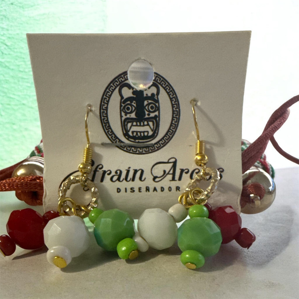 Mexican Flag Tricolor Necklace set / Collar & aretes de la bandera de Mexico