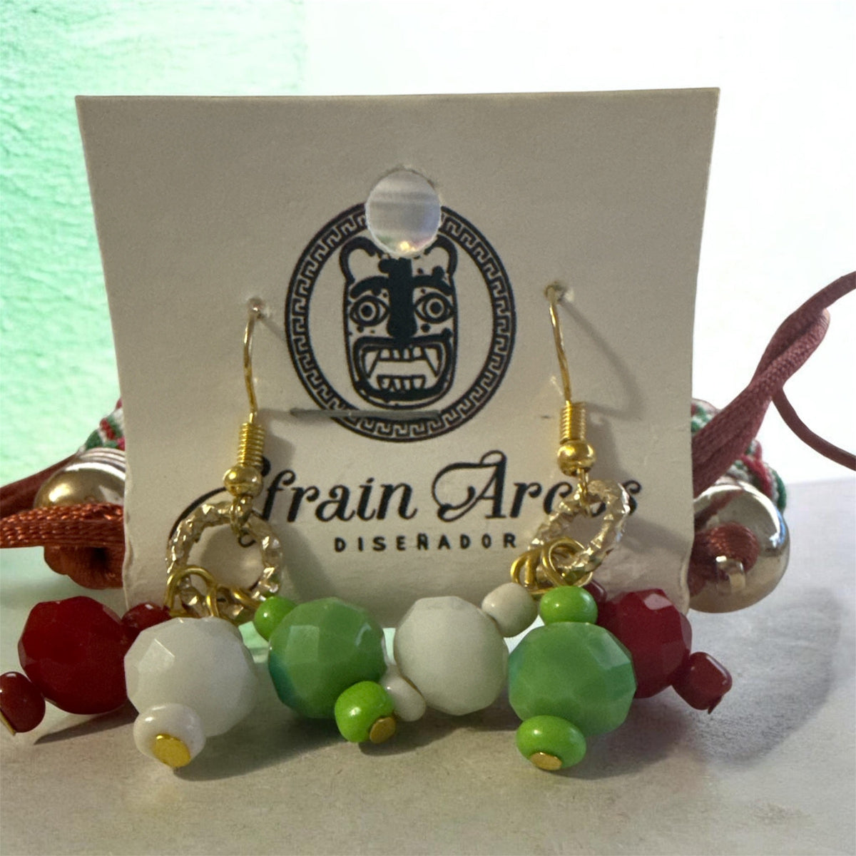 Mexican Flag Tricolor Necklace set / Collar & aretes de la bandera de Mexico