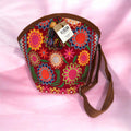 Vibrant Mexican Leather Flower Crossbody Bag/ Bolsa en piel con flores 3