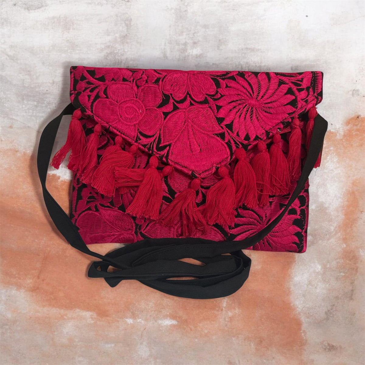 Vibrant Mexican Crossbody & Clutch Bag/ Bolsa Cartera Y Crossbody 3 Magenta