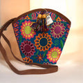 Vibrant Mexican Leather Flower Crossbody Bag/ Bolsa en piel con flores 1