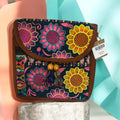 Vibrant Mexican Leather Square Crossbody Bag/ Bolsa en piel en forma cuadrada 1