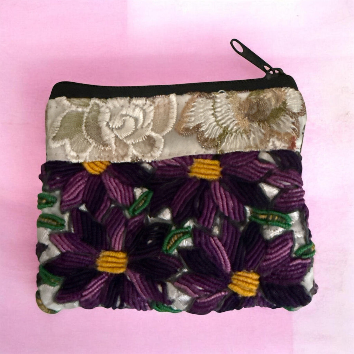 Hand-Embroidered Coin Purse / Monedero Bordado a Mano "selected and shipped based on availability at the time of purchase"