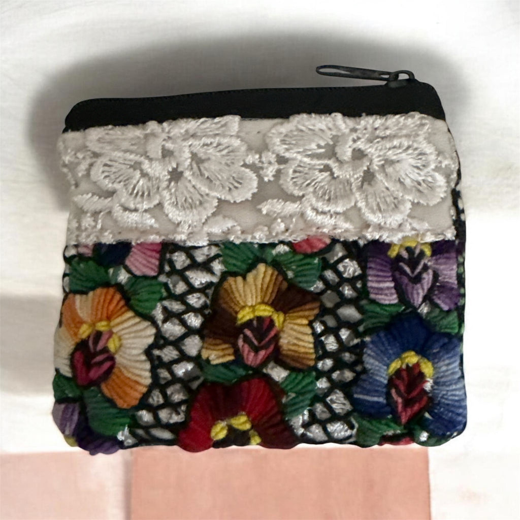 Hand-Embroidered Coin Purse / Monedero Bordado a Mano "selected and shipped based on availability at the time of purchase"