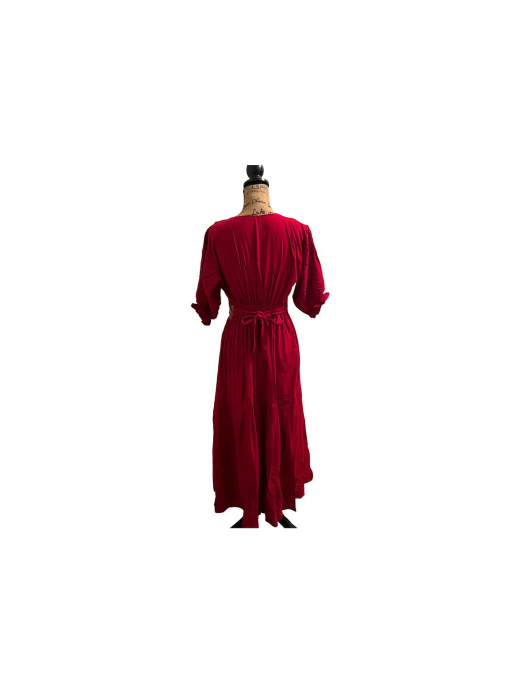 Colorful Mexican-Inspired Dress Red  / Vestido con Detalles Coloridos Rojo