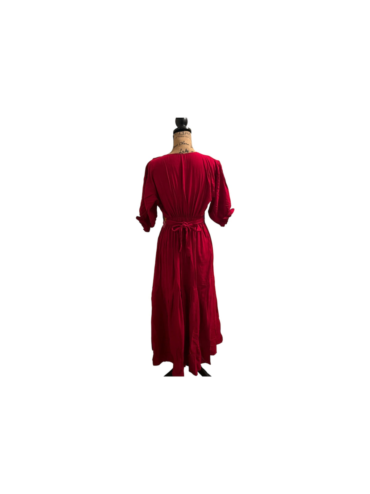 Colorful Mexican-Inspired Dress Red  / Vestido con Detalles Coloridos Rojo