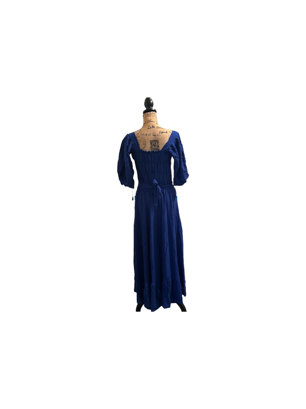 Hand-Embroidered Mexican Dress Blue  / Vestido con Detalles Coloridos en Azul bordado a mano