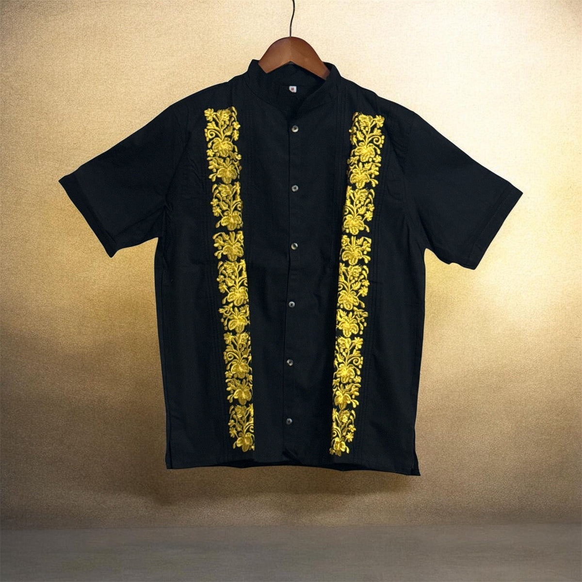 Men’s Embroidered Cotton Shirt / Camisa de Algodón Bordada para Hombre Negra