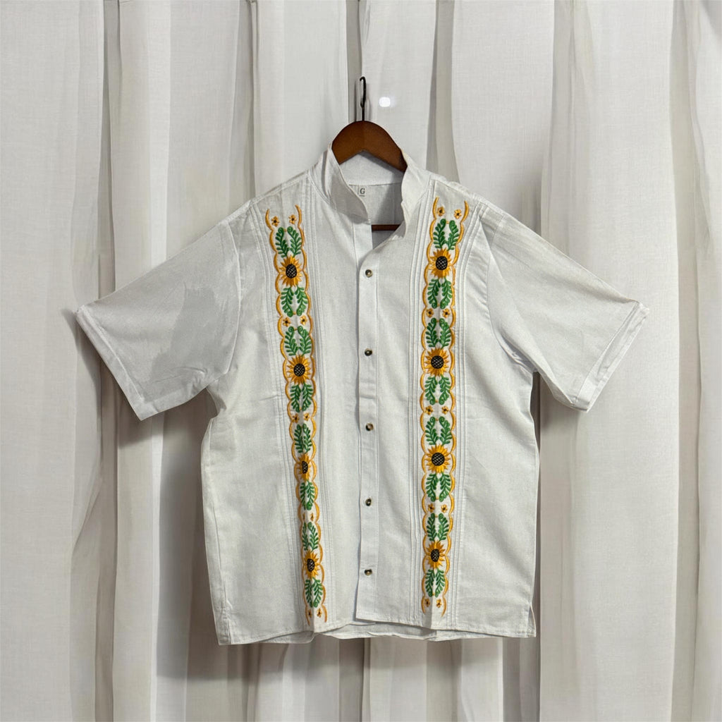 Men’s Embroidered Cotton Shirt / Camisa de Algodón Bordada para Hombre Blanco