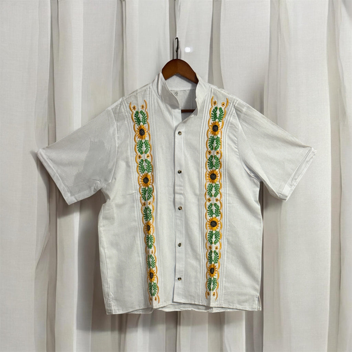 Men’s Embroidered Cotton Shirt / Camisa de Algodón Bordada para Hombre Blanco