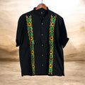 Men’s Embroidered Cotton Shirt / Camisa de Algodón Bordada para Hombre Negra