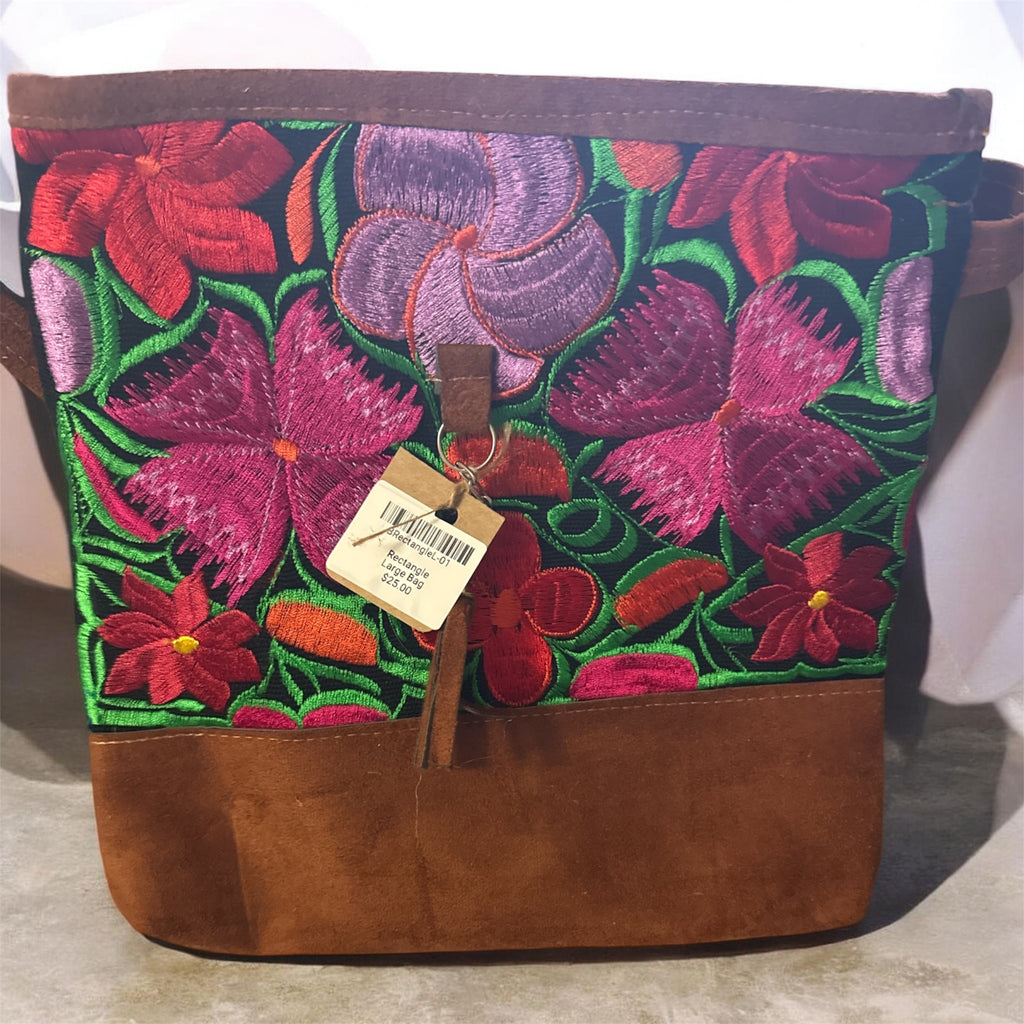 Vibrant Mexican Leather Square Crossbody Bag/ Bolsa en piel en forma Cuadrada1