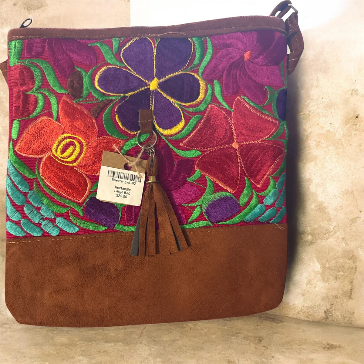 Vibrant Mexican Leather Square Crossbody Bag/ Bolsa en piel en forma Cuadrada 2