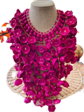 Fucsia Handcrafted Palm Necklace & earings / Collar & aretes de palma Fucsia