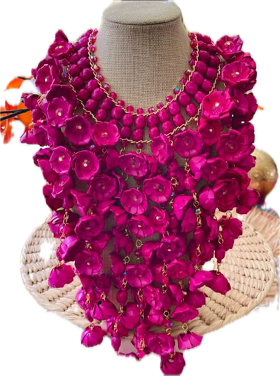 Collar de palma rosa/ Pink palm necklce